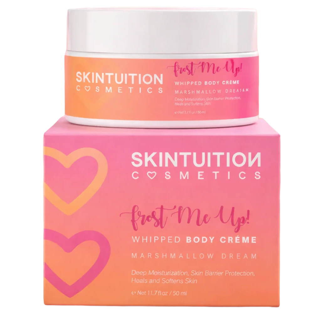 Young Indian adults applying Marshmallow Dream whipped body butter by Skintuition Cosmetics for deep skin hydration