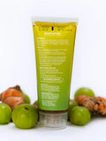 Back label of Skintuition Cosmetics Amla & Curcumin face cleanser showing ingredients and directions