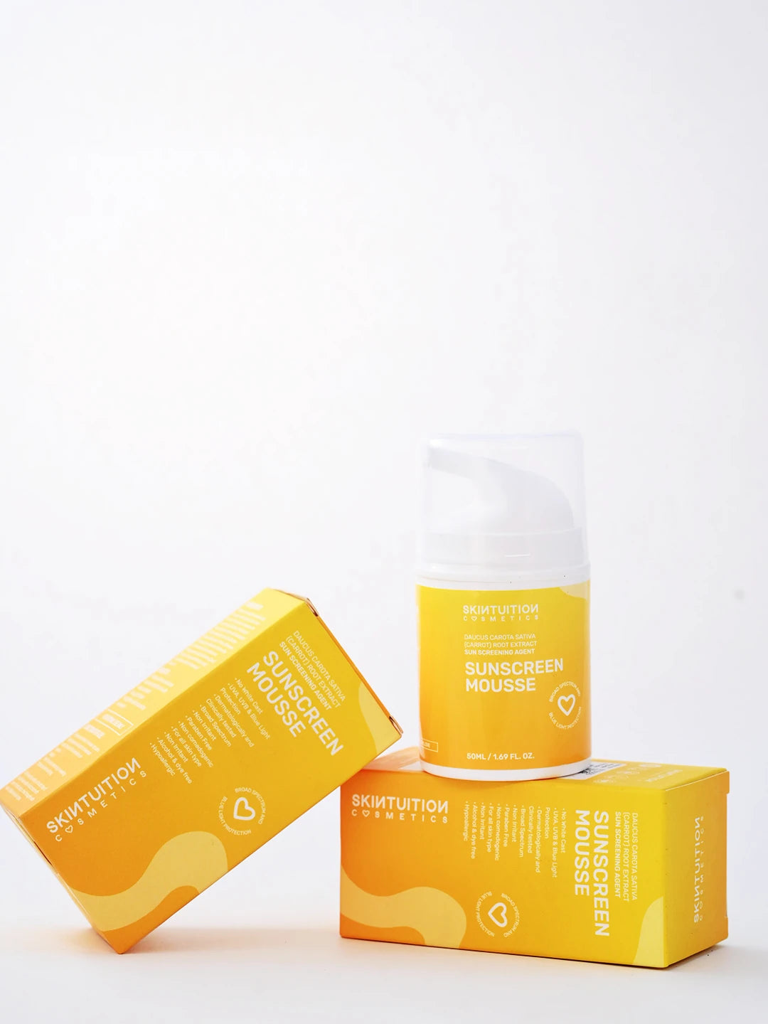 Packaging of Skintuition Cosmetics SPF 50 PA+++ sunscreen mousse